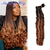 french curls synthetic crochet braid hair extensions yaki pony style wavy afro loose natural hair curly braiding hair hook braid