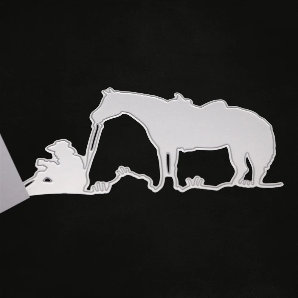 Металлические Вырубные штампы старый человек и лошадь для рукоделия