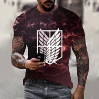 2021 new summer hot selling casual mens t shirt 3d printing tokyo attack giant anime top fashion breathable sports running wear