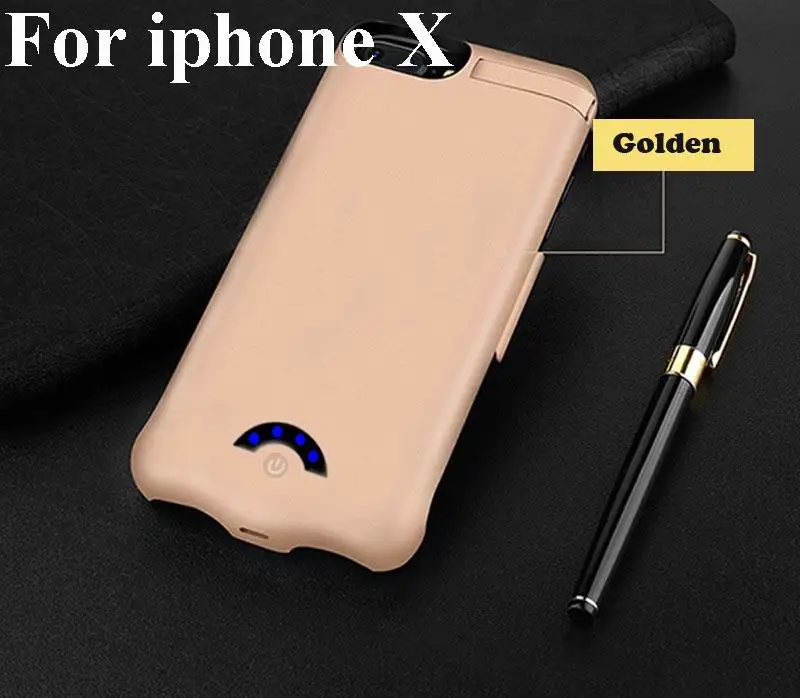 For iPhone X Gold Чехол для зарядного устройства 10000 мАч для iphone X, 8, 7, 6, 6 s plus, чехол для резервного аккумулятора, внешний аккумулятор, чехол для зарядки для iphone 6, 6 s, 7, 8 plus - Color: For iPhone X Gold