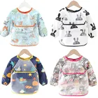 Детский нагрудник, водонепроницаемая рубашка с длинным рукавом, нагрудник-Бандана с рисунком, нагрудники с карманами, непромокаемые детские нагрудники