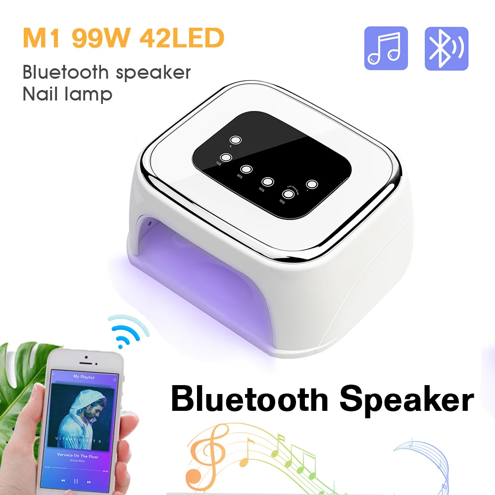 Nail UV Lamp 42LED Gel Polish Dryer Curing Light Auto Sensing LED For Nails Bluetooth Speaker Music Player | Красота и здоровье