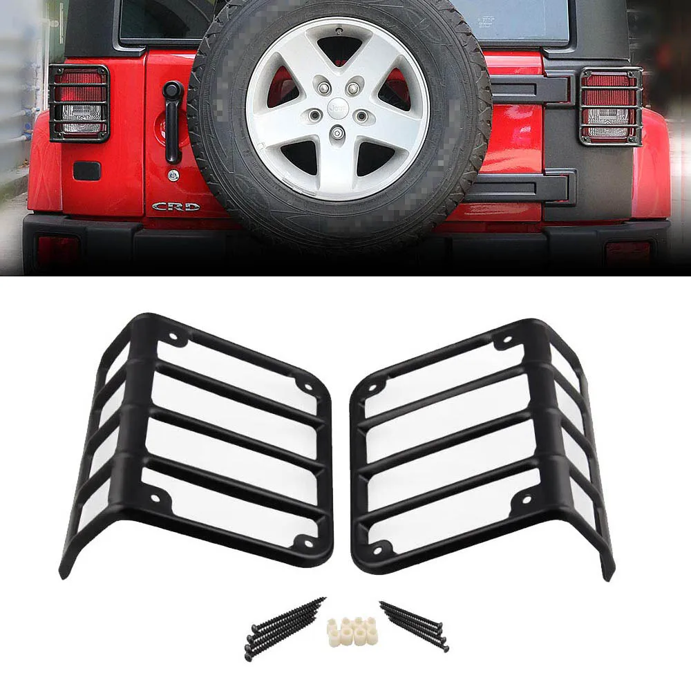 

1Pair Car Taillight Cover Guard Rear Brake Light Metal Protector for Jeep Wrangler JK Unlimited 2007-2017