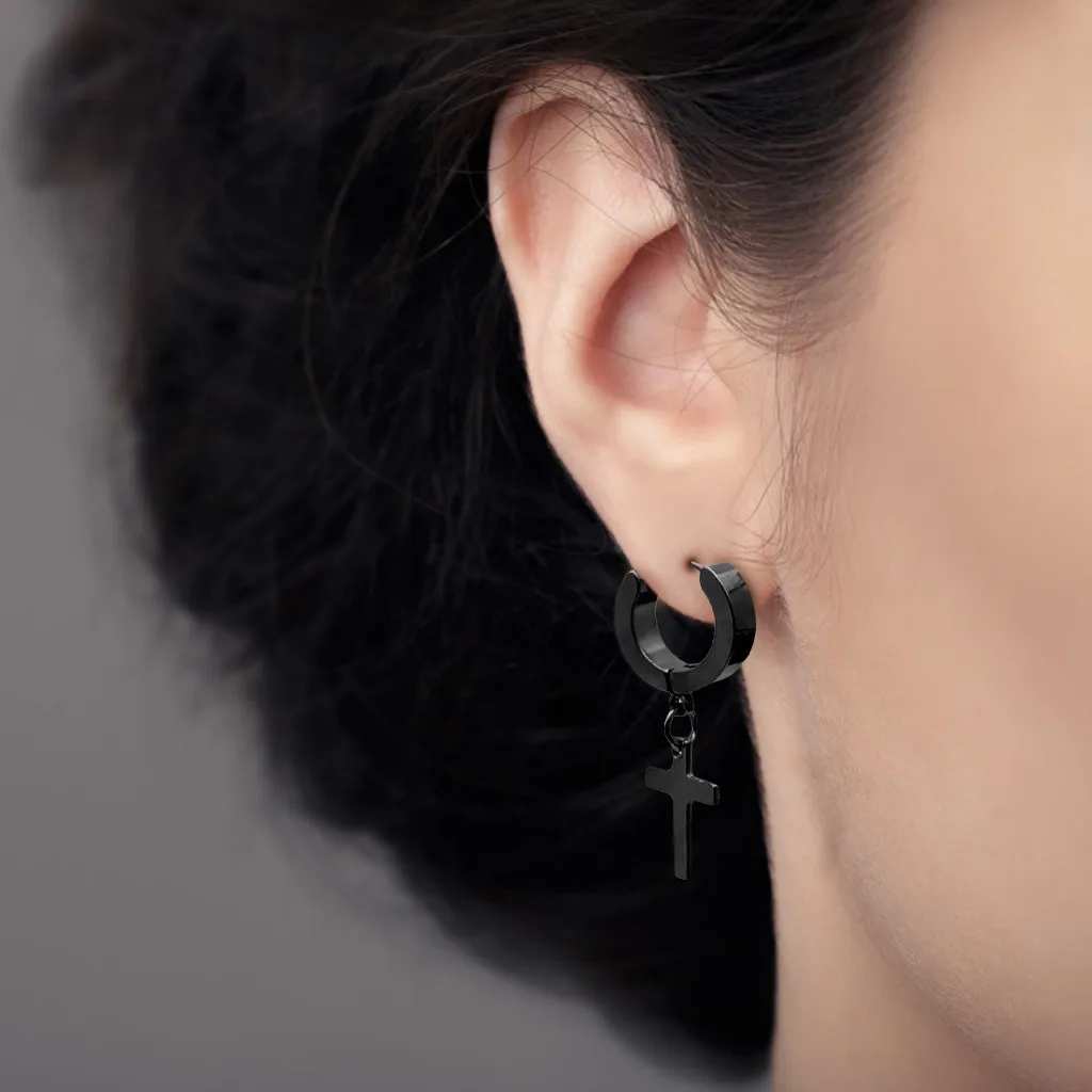 

Stainless Steel Dangle Earrings Trendy Cross-shaped Pendant Dangle Earring Simple Unisex Cool Punk Earrings A Pair Серьги