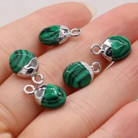 natural gem stone malachite oblate pendant bead handmade crafts diy necklace bracelet earrings jewelry accessories gift making