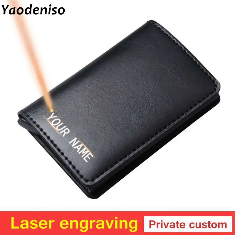 Лазерная гравировка мужской держатель кредитной карты блокировка Rfid Бумажник