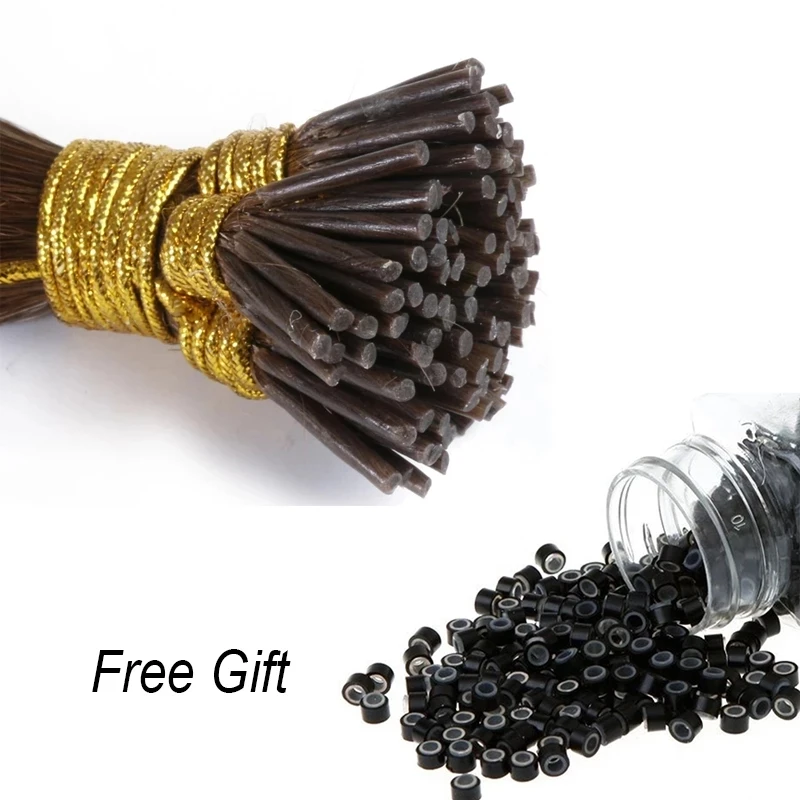 

Indian Natural Wavy Virgin Bulk Hair Body Wave I Tip Microlinks Hair Extensions For Women 100% Human Hair For Salon 100Pcs/ Set