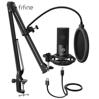 fifine studio condenser usb computer microphone kit with adjustable scissor arm stand shock mount for youtube voice overs t669
