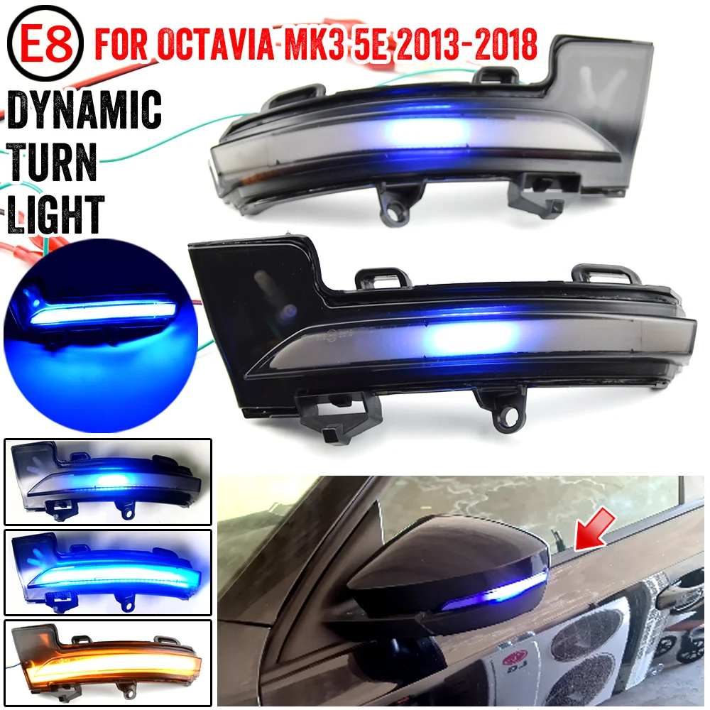Superb Side Wing LED Dynamic Turn Signal Blinker Mirror Flasher Light For Skoda Octavia Mk3 5E 2013-2017 2018 2019 Repeater images - 6