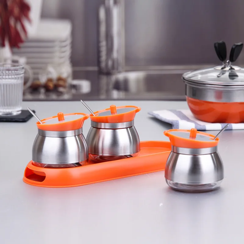 Стеклянная стеклянная бутылка для приправ 3 в 1 банка кухонных принадлежностей