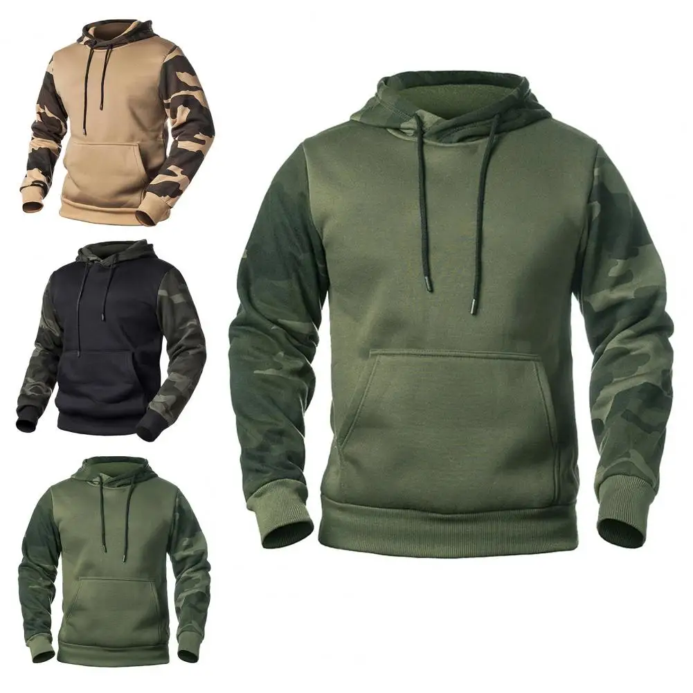 

Fashionable Men Thickened Camouflage Hoodie Long Sleeve Elastic Cuff Large Pocket Men Hoodie for Dating