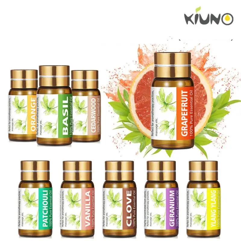 KIUNO 5 мл чистые эфирные масла диффузор Frankincense Rosemary Ylang Vetiver Jasmine Clove Geranium Clary Sage Myrrh