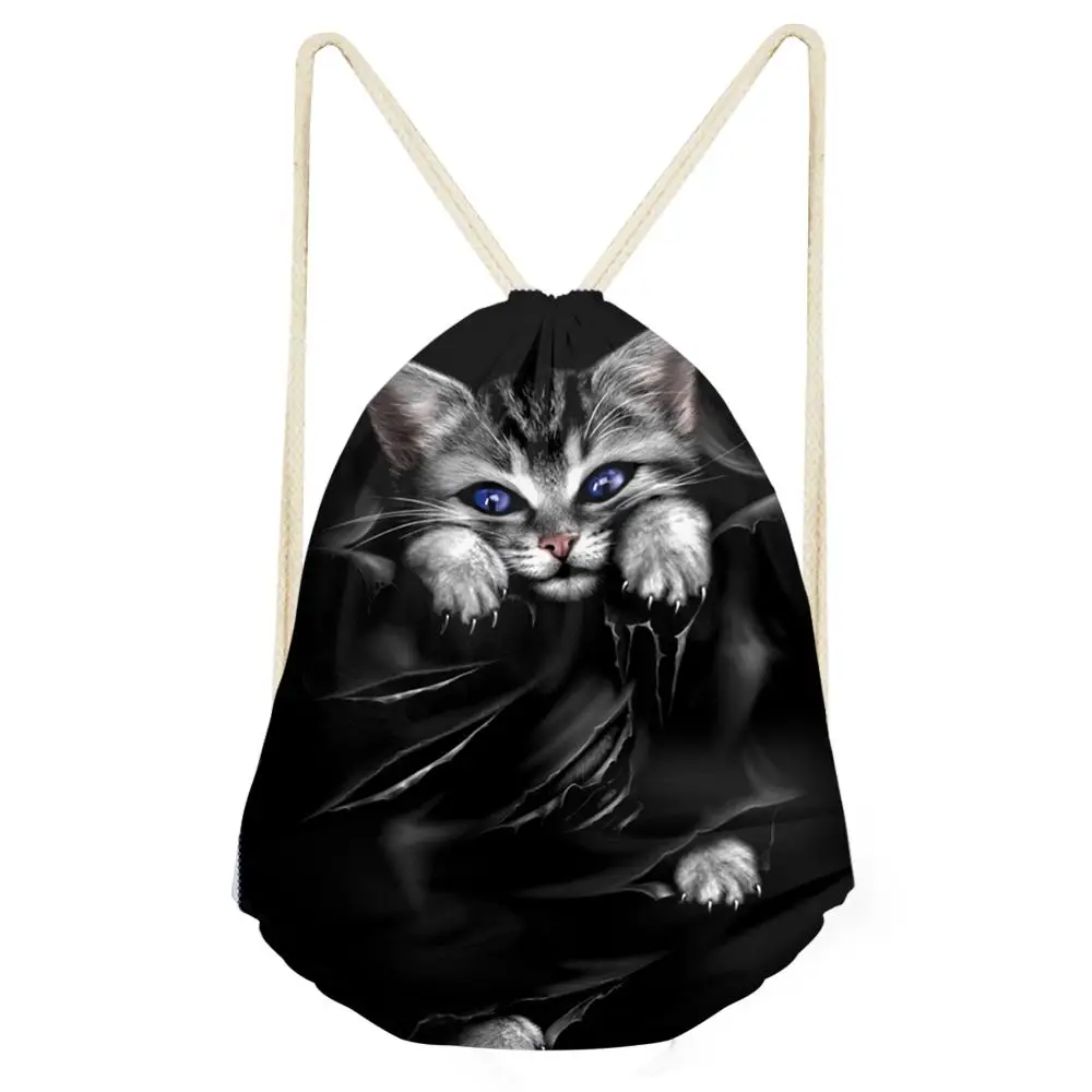 Женские сумки на шнурке HaoYun пляжная обувь в готическом стиле с рисунком кошек