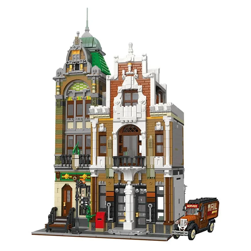 

Модель почтового отделения, строительные блоки с 6 экшн-фигурами, уличный вид, модульные блоки MOC, набор подарков, обучающие игрушки для дете...