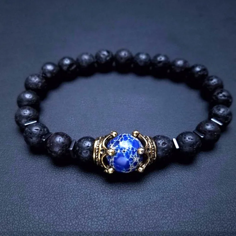 

Luxury Vintage Crown Natural Tiger Eye Stone Bead Bracelets Men's Fashion Charm Bracelet Jewelry High Quality Wholesale