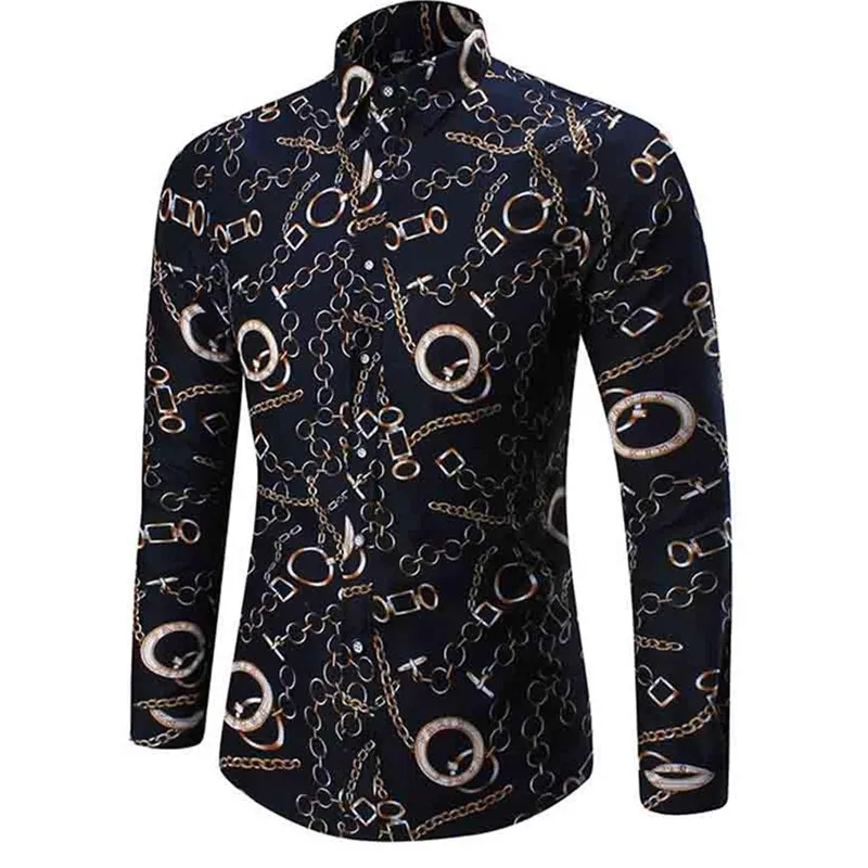 2022 Leopard Color Piece Men's Slim Shirt Autumn Casual Turn-down Collar Streetwear Fashion Together print  Long Sleeve Shirt To
