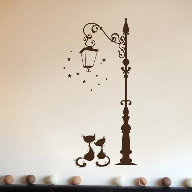 Милый Кот творческий DIY популярный старинный светильник кошки и птицы Настенная