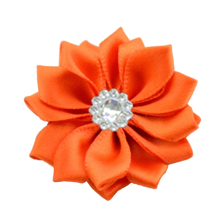 11-10pcs Nishine 1," 10 шт./лот 16 Petaled атлас с розочками лента цветы с жемчужной кнопкой используется для повязка на голову" сделай сам "заколки аксессуары для волос - Цвет: 11-10pcs