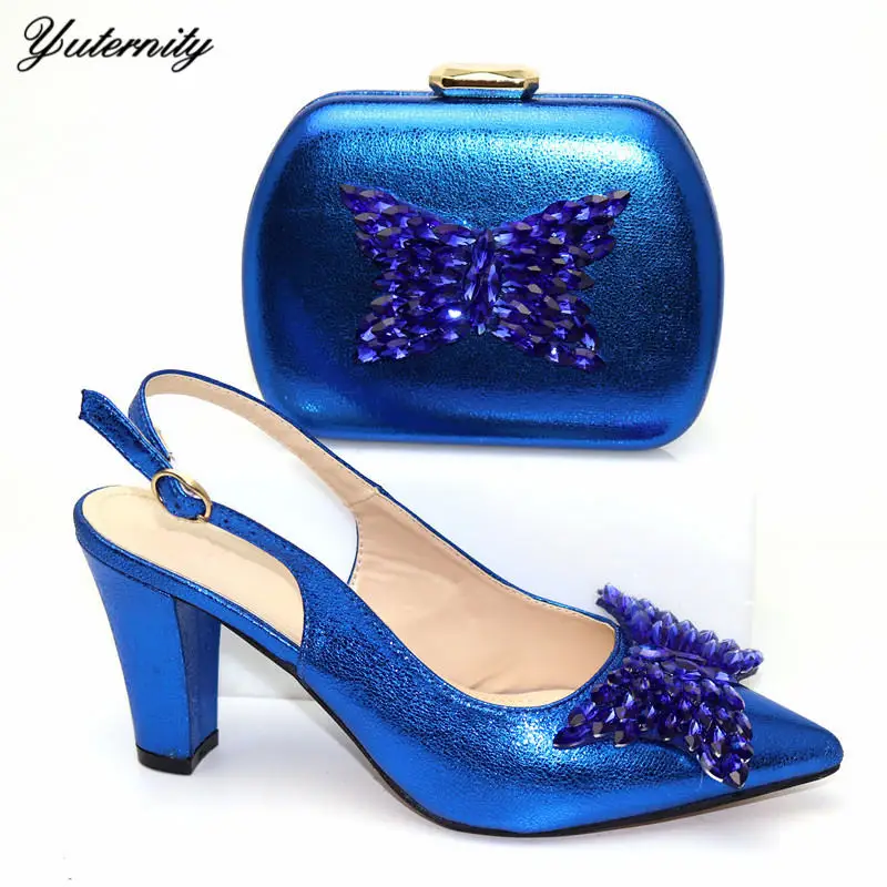 Высокое качество Стразы туфли-лодочки на каблуке (9 см) комплект из обуви и сумки