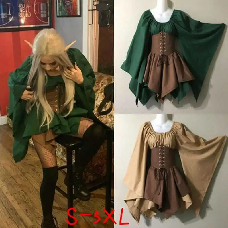 

Medieval Dress Elf Set Halloween Women s Woodland Top Fairy Corset Costume