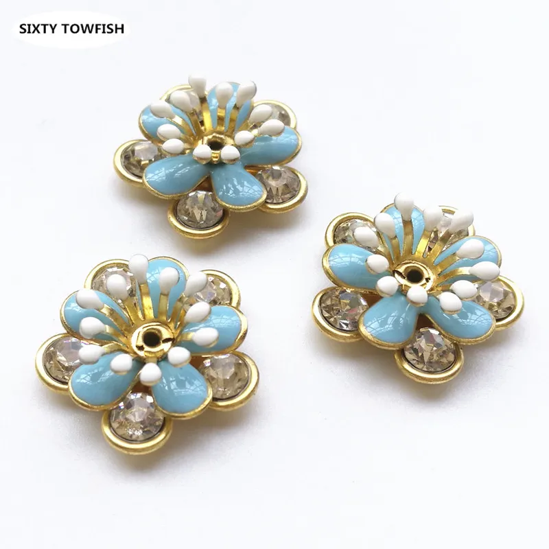 001--19mm-blue 5 шт./лот 24 стиля медная филигрань горный хрусталь цветок ломтик подвески База Установка DIY ювелирные украшения - Цвет: 001--19mm-blue
