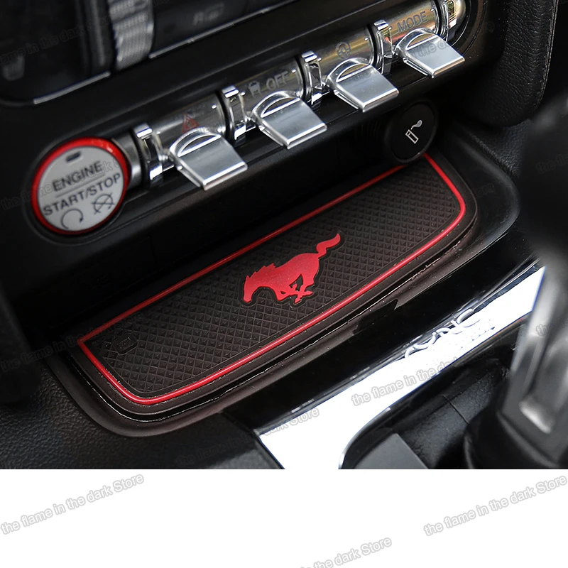 

Car door Gate Slot Pad Non-Slip Cup Mats Anti Slip Groove carpet For Ford Mustang 2015 2016 2017 Accessory Interior Decoration