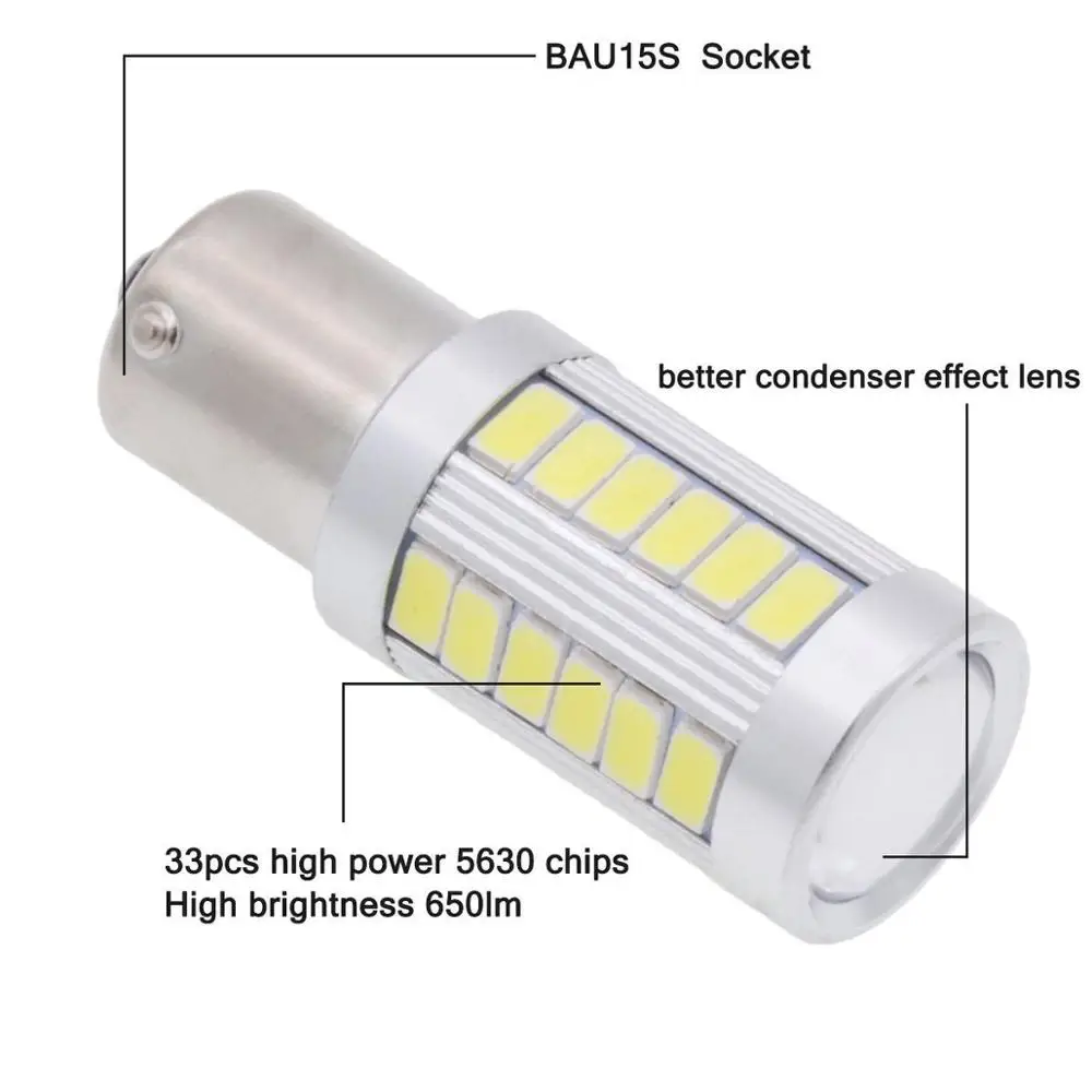 

2PCS Universal 1157 BAY15D 1156 Ba15s 33SMD P21W 900 Lumens Super Bright LED Turn Tail Brake Stop Signal Light Lamp Bulb 12V