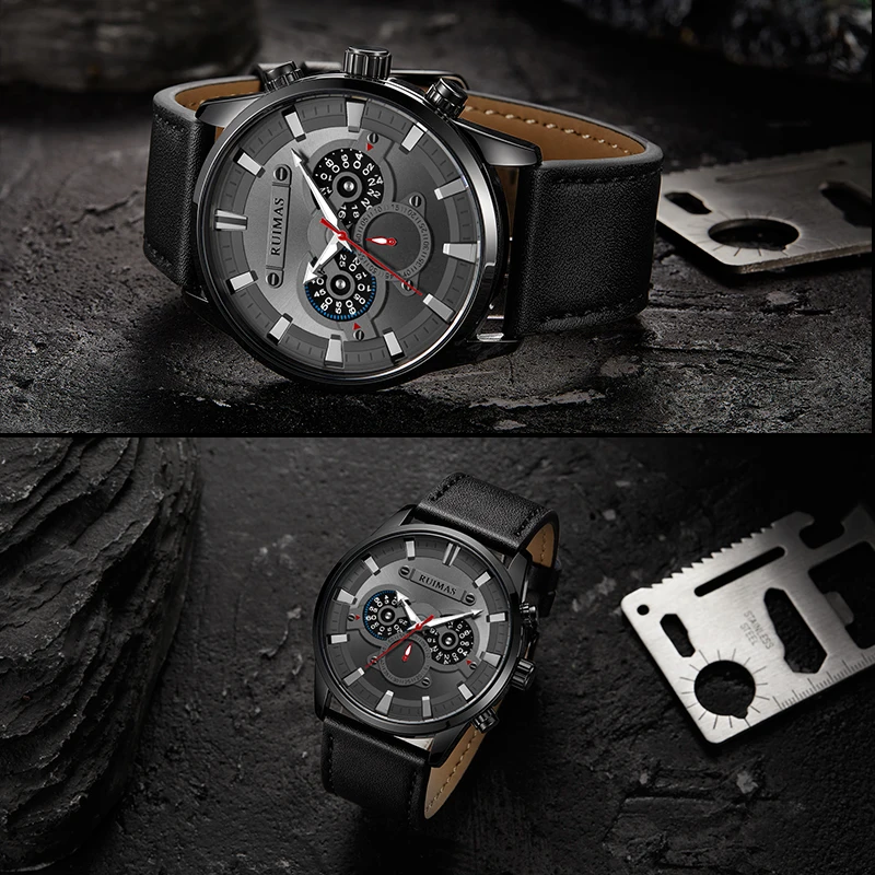 RUIMAS Montre Homme 2019 мужские часы с хронографом кварцевые водонепроницаемым