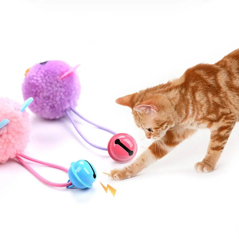 

Cat Toys Plush Mouse Head Shape Bells Self Hi Toys Funny Cat Colorful Plush Mouse Pet Collar Pet Supplies Droshipping