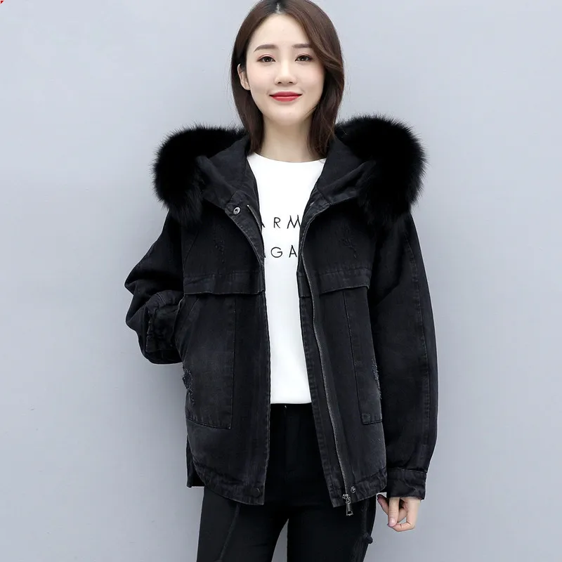 Модная парка KMETRAM зимняя женская куртка с воротником из натурального Лисьего