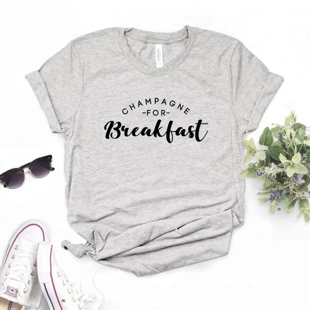 

Champagne For Breakfast Women Tshirts Cotton Casual Funny t Shirt For Lady Top Tee Hipster 6 Color Drop Ship P455