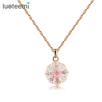 luoteemi wholesale fashion rainbow crystal cz pendant necklace trendy gold color zircon necklaces for women classic designs