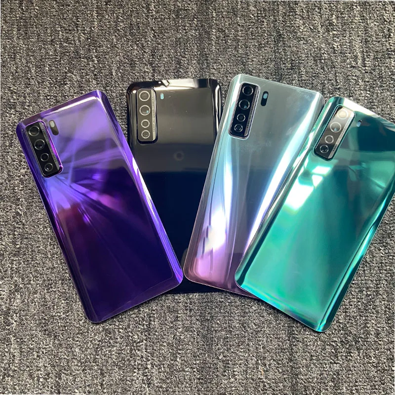 Задняя крышка батарейного отсека для Huawei P40 Lite 5G стеклянная с объективом камеры