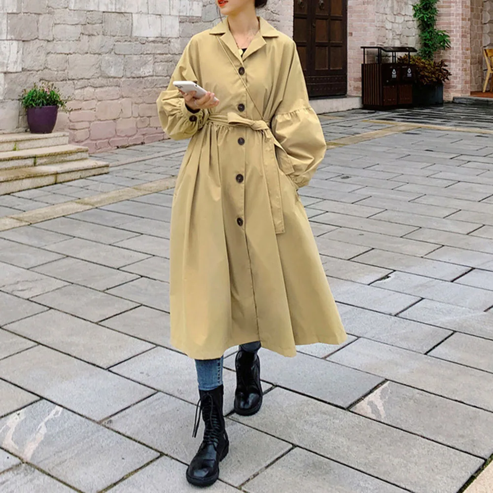 Женский тренчкот осенняя японская и Корейская Новая ветровка длинная Офисная