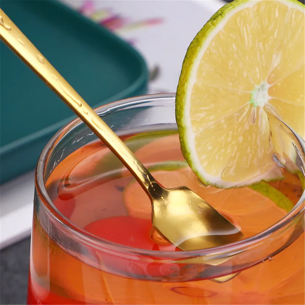 Новинка 5 шт. Нержавеющая сталь Кофе ложки с длинной ручкой золото совки десерт