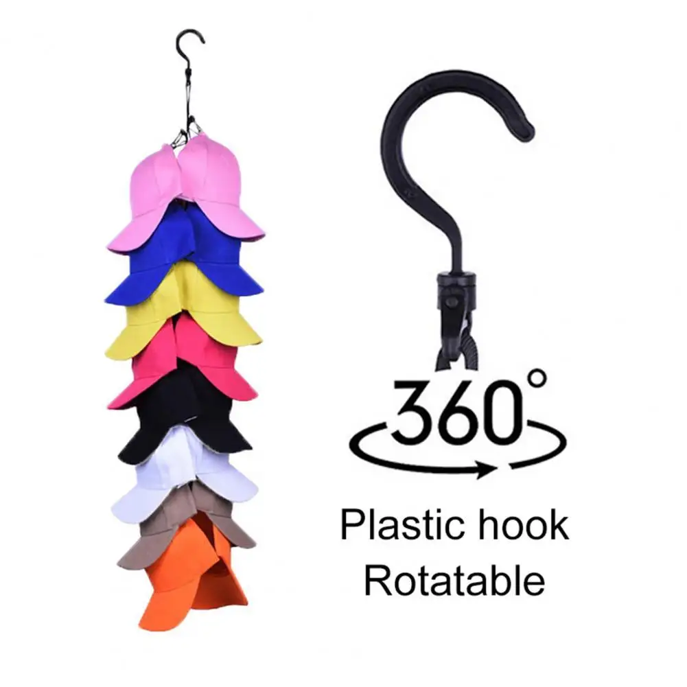 

Rotatable Hat Holder Punch-free Nylon Hook Loop Bag Organizer for Dorm
