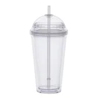 20 унций изолированный стакан с двойными стенками Пластиковые чашки для питья прозрачная бутылка для воды с крышкой купола соломинки WB2674