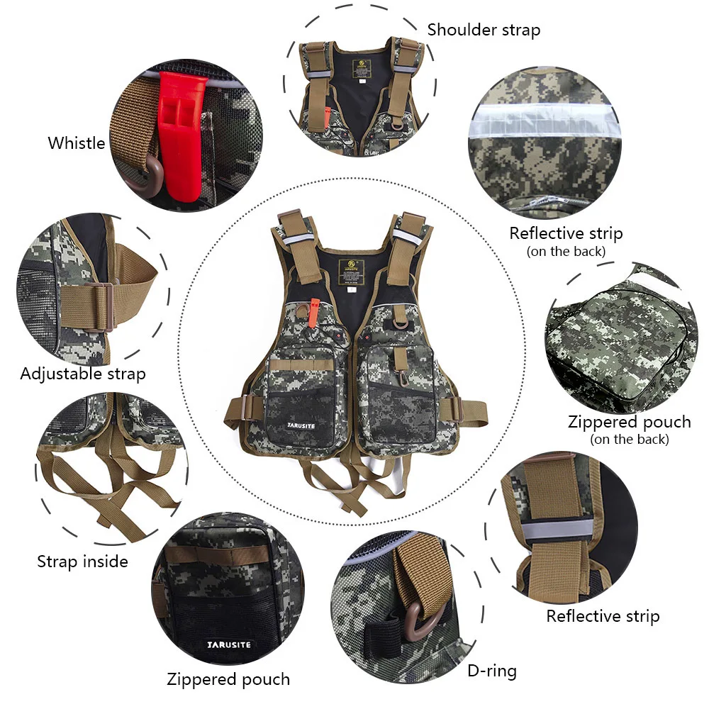 

Buoyancy Life Vest Multifunction Multi pocket Fishing Gear Water work Survival Jacket Drifting Boat Safety Clothes Tools Hunting