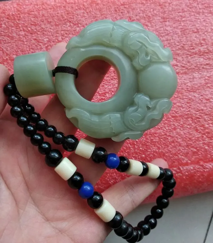 Ручной серый нефритовый амулет для собак украшения талисман счастливого зверя |