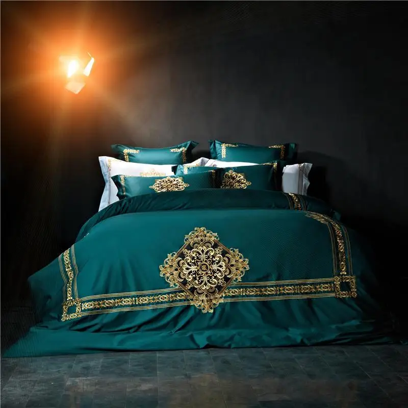 

Luxury Egypt cotton palace art Bedding Set high quality embroidered J/6Pcs Duvet Cover Set Bed Sheet Pillowcases Queen King Size