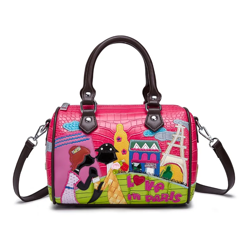 Женские кожаные сумки с вышивкой для девочек через плечо сумка мессенджер в