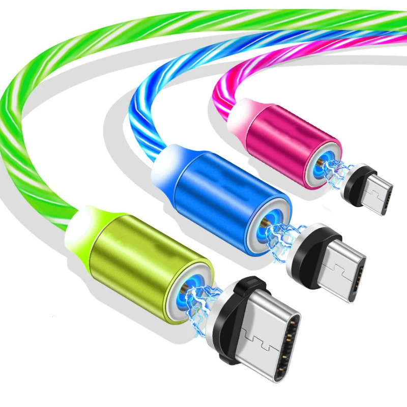 Магнитный кабель USB Type-C со светодиодной подсветкой для зарядки iPhone Huawei Samsung |