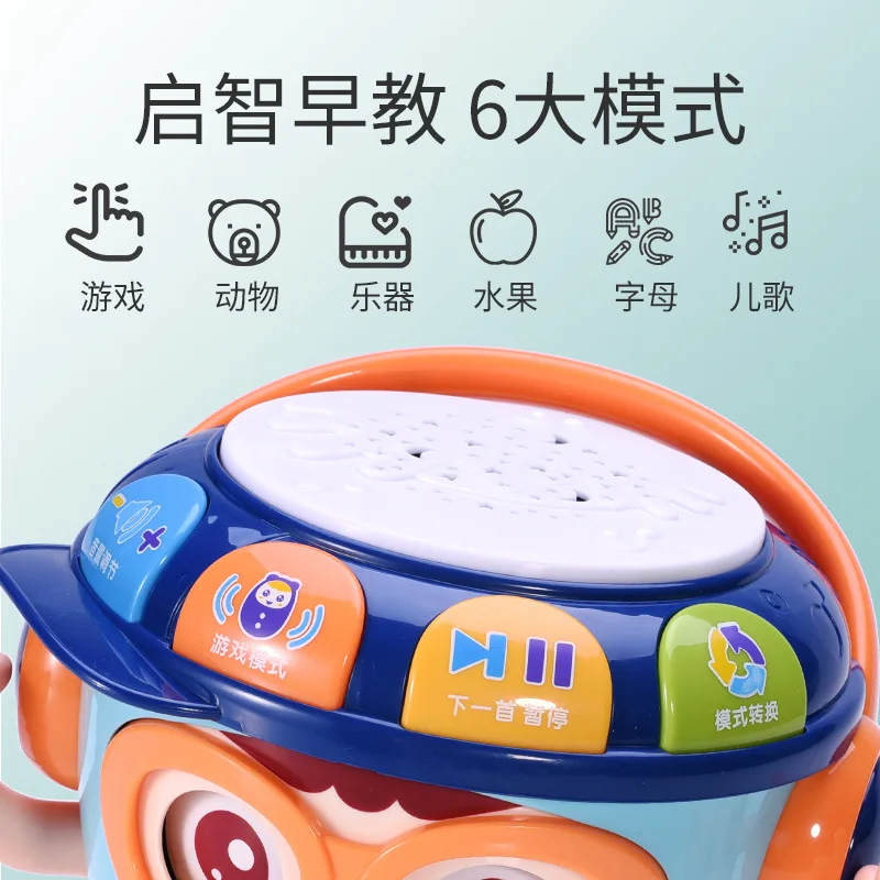 Children's toy hand drums tumbler 0-3Y multifunctional early education baby teether soft ear molars pat drum | Игрушки и хобби