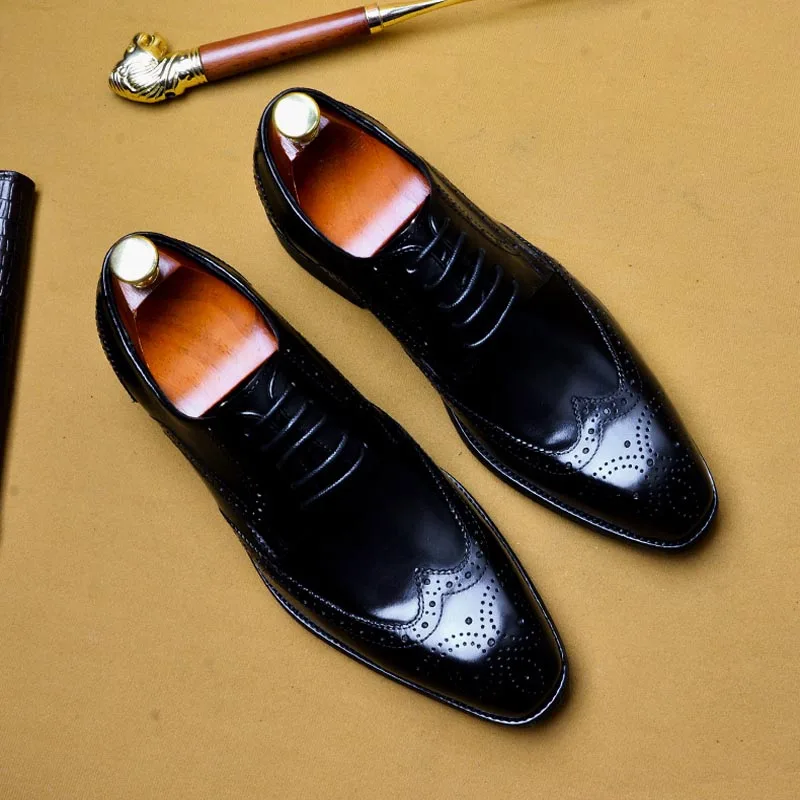 Туфли мужские классические из натуральной кожи официальная обувь броги оксфорды