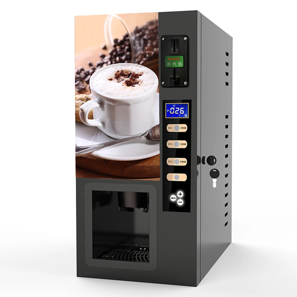 

Commercial Coffee Machine Coin Operated Coffee Vending Machine Fully Automatic Milk Tea Instant Coffee Making Facilities GTD203