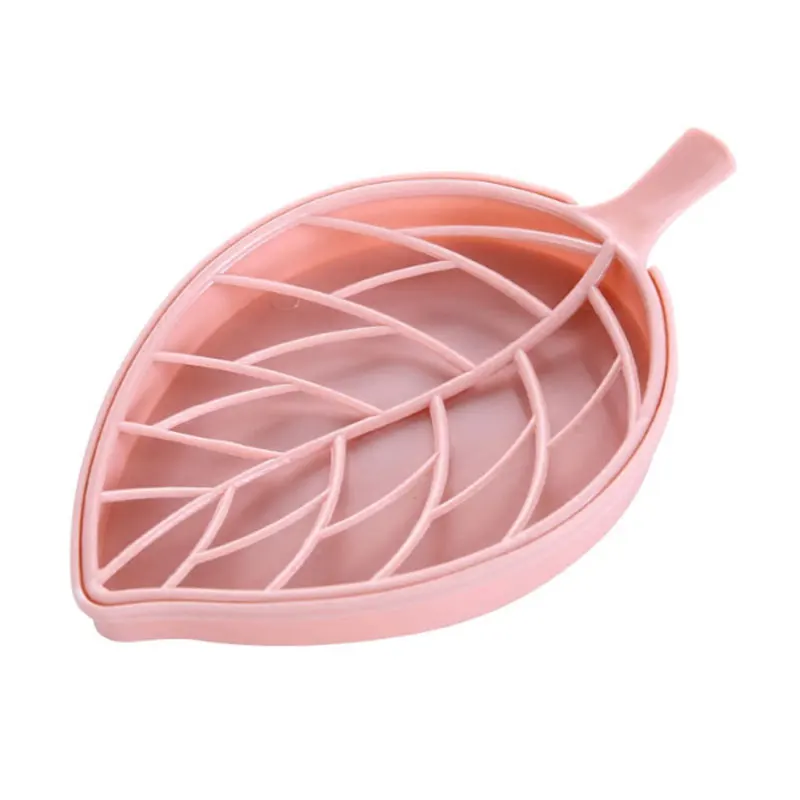 

1PC Creative Bathroom Desktop Leaf Shape Plastic Soap Box Kitchen Portable Sponge Storage Drain Box Double Soap Box