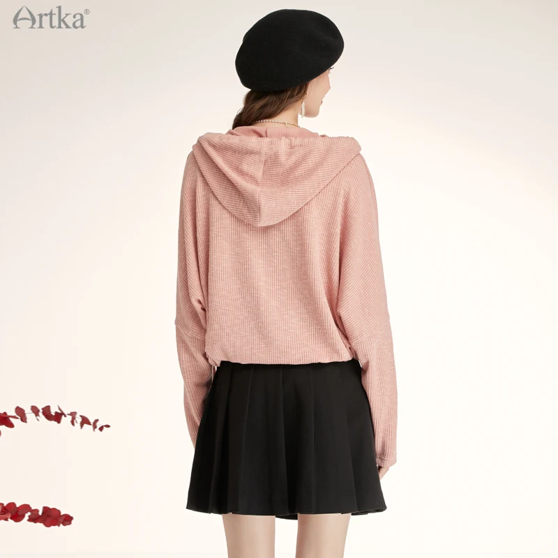 Женская трикотажная толстовка ARTKA розовая Свободная Повседневная Толстовка с