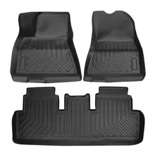 Complete Set Custom Fit All-Weather Floor Mats for Tesla Model 3 2017, 2018, 2019 Black (3 Piece a Set)