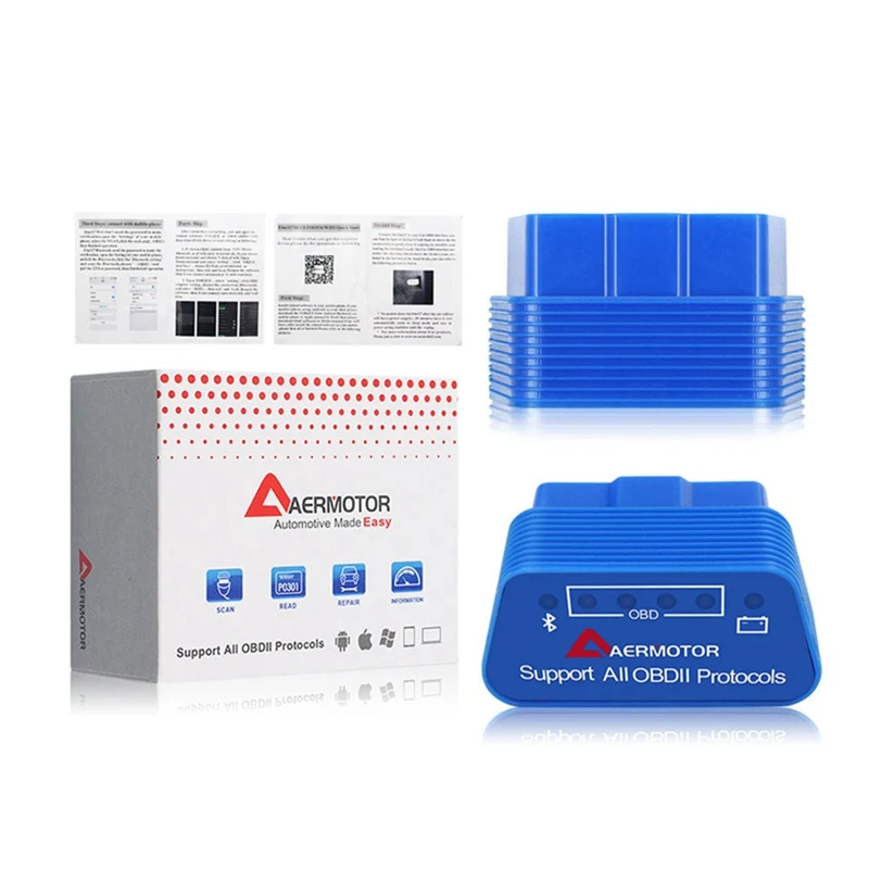 

Original Aermotor Bluetooth 4.0 Wifi ELM327 V1.5 1.5 OBD2 Diagnostic Scanner Android IOS Windows Works Adapter