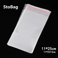 stobag 500pcs 1125cm clear self adhesive resealable cellophane cello jewelry packaging self sealing plastic bags toy gift bag